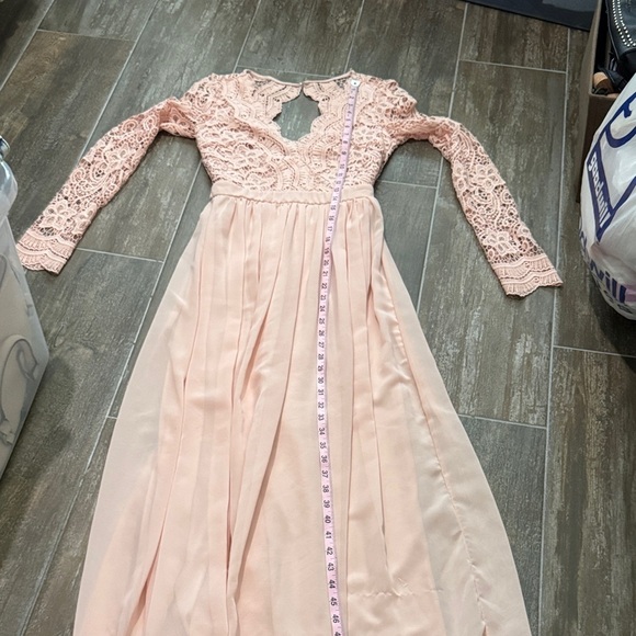 Pinkblush Elegant Lace Long Sleeve Dress in Blush - Picture 9 of 11